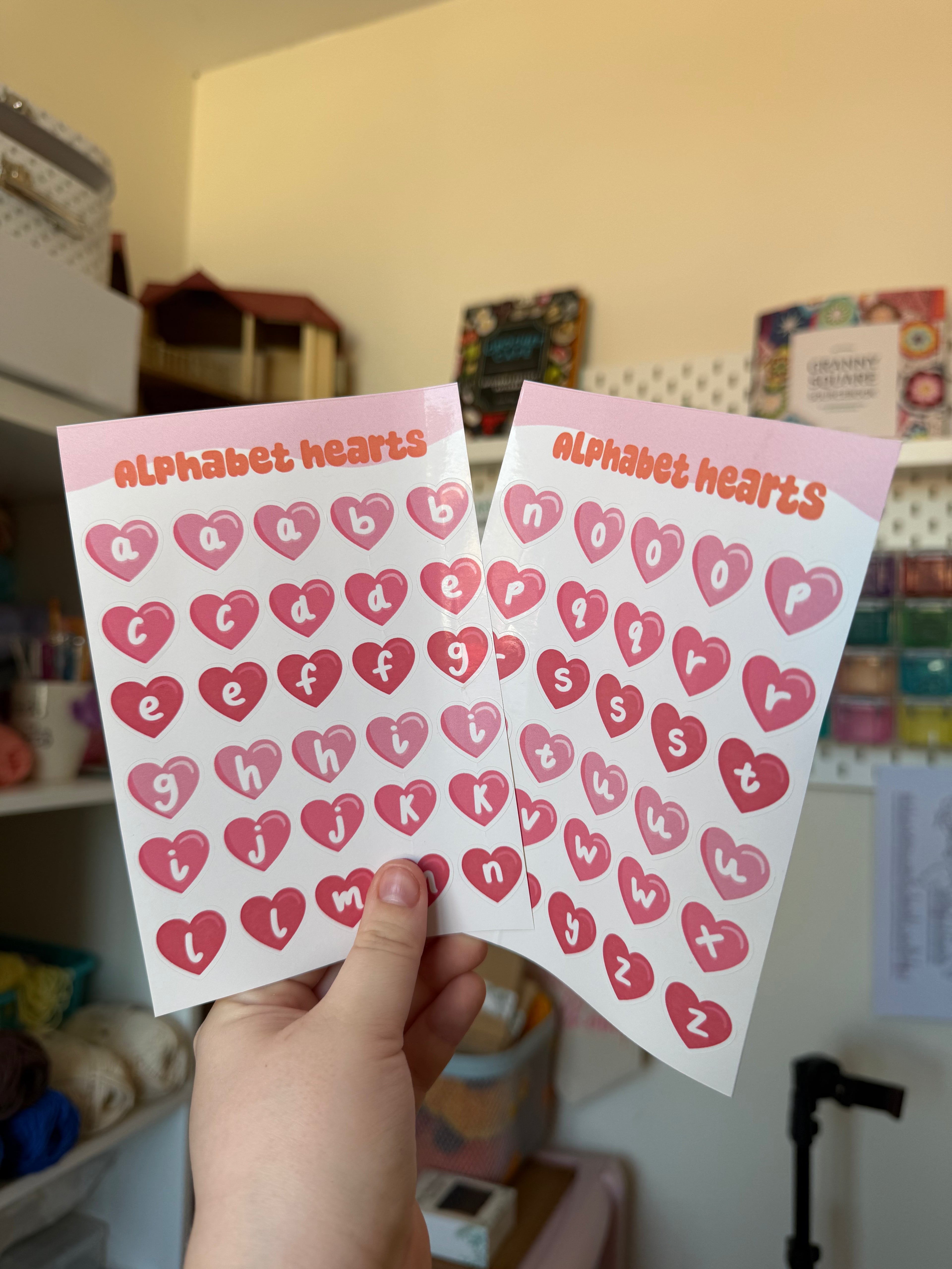 Alphabet Hearts sticker sheet