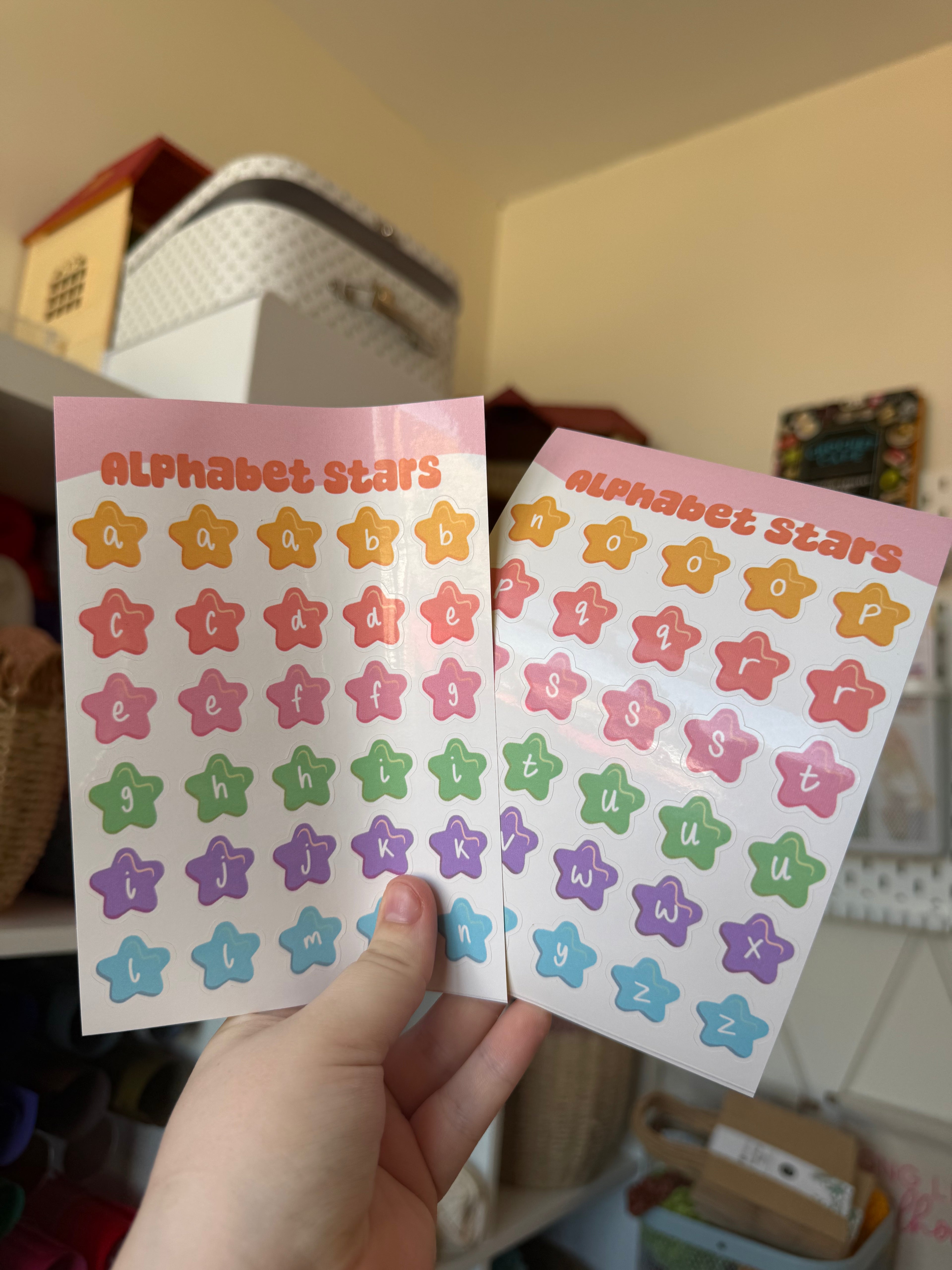 Alphabet Stars sticker sheet