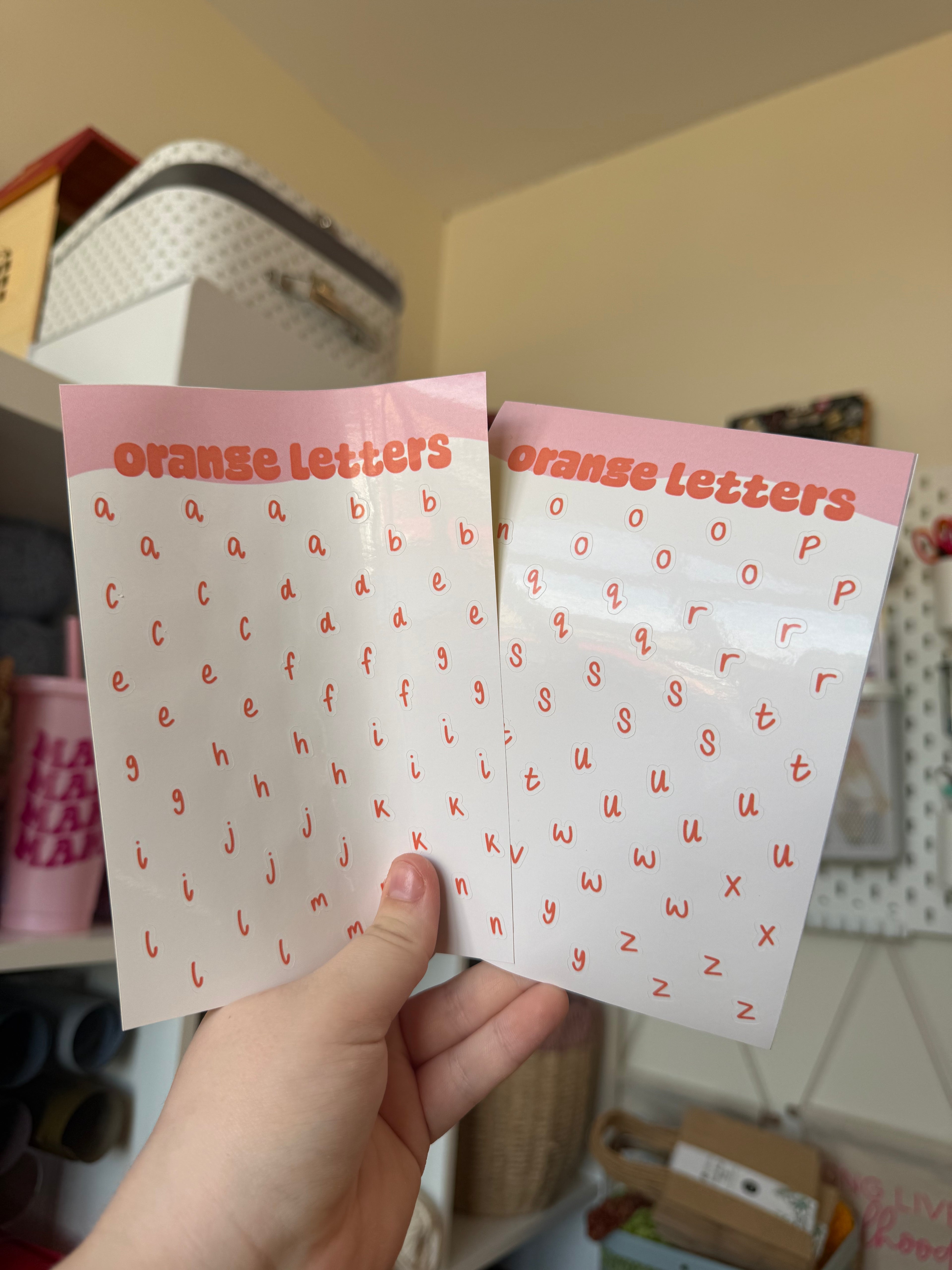 Orange Letters sticker sheet