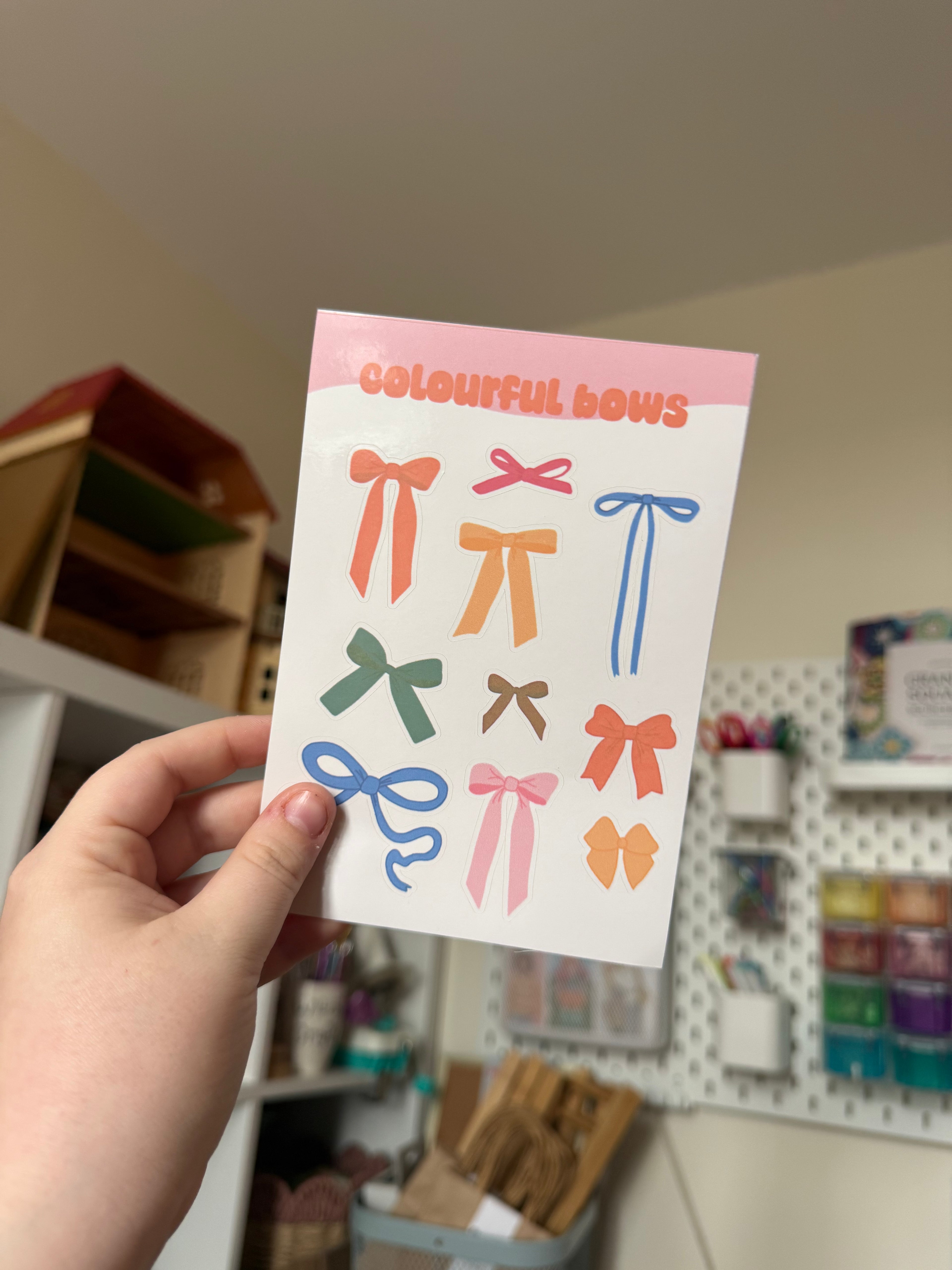 Colourful bows sticker sheet