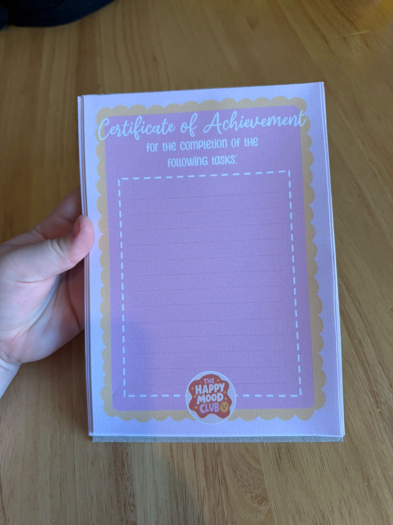 Certificate of Achievement Task Planner